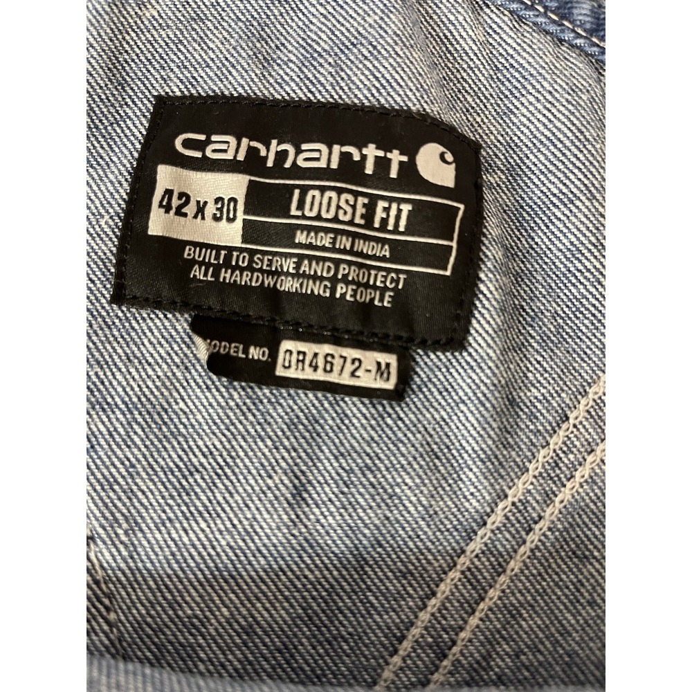 Carhartt 42X30**Overalls Blue Denim Bib Workwear Men's - Picture 3 of 7